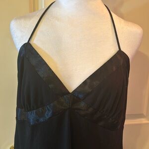 Backless spaghetti strap cris cross dress satin bodice tie at the neck